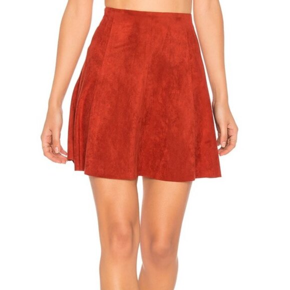 BB Dakota Aileen Faux Suede Mini Skirt In Sundried Tomato Red, 4 - Picture 1 of 14